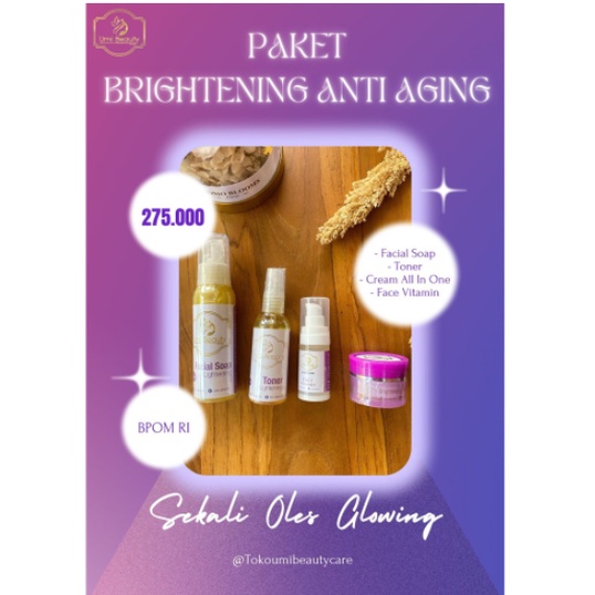 Paket Brightening Anti Aging || Facial Soap || Cream All in One || Toner || Face Vitamin || UBC Umi Beauty || BY UMI ALFATIH