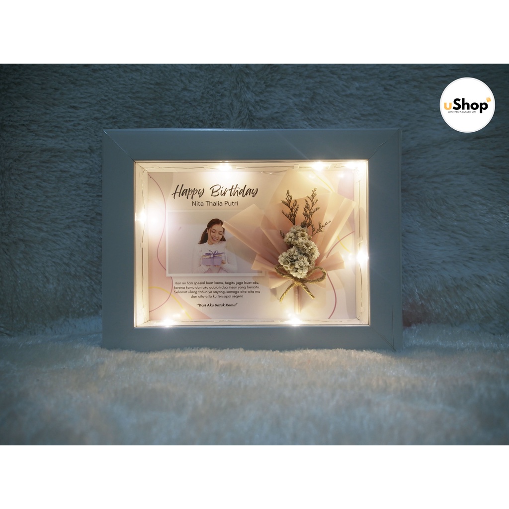 Kado Ulang Tahun Birthday Gift Frame 5R Scrapbook LED Kado Anniversary