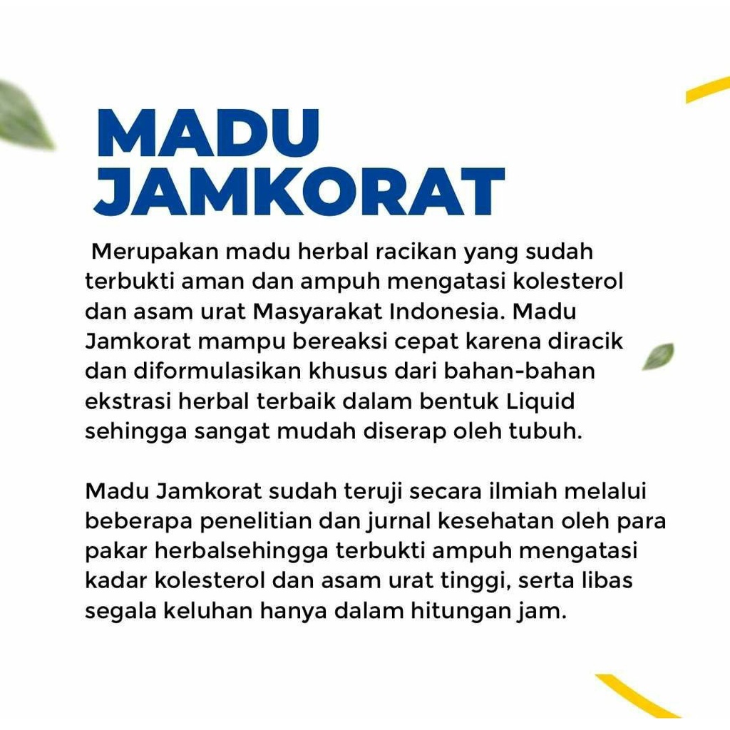 (BISA COD) MADU JAMKORAT ASLI SOLUSI ASAM URAT NYERI SENDI KOLESTEROL