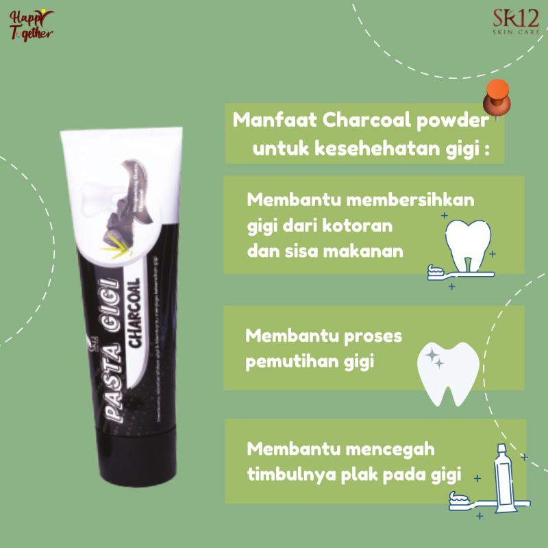 PASTA GIGI CHARCOAL SR12 HERBAL.SKINCARE PEMUTIH GIGI - PENGHILANG BAU MULUT KARANG GIGI