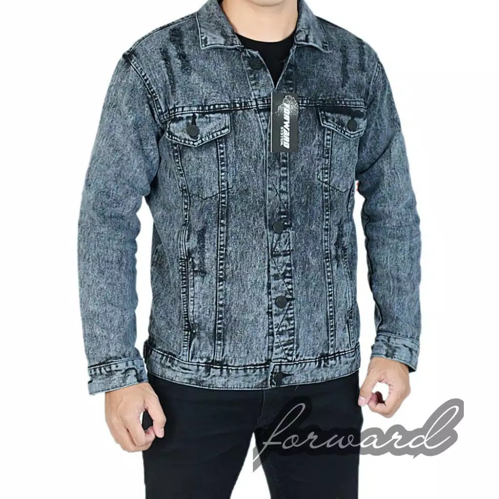 Jaket Jeans Denim Pria Premium Destroy Sobek Original Forward