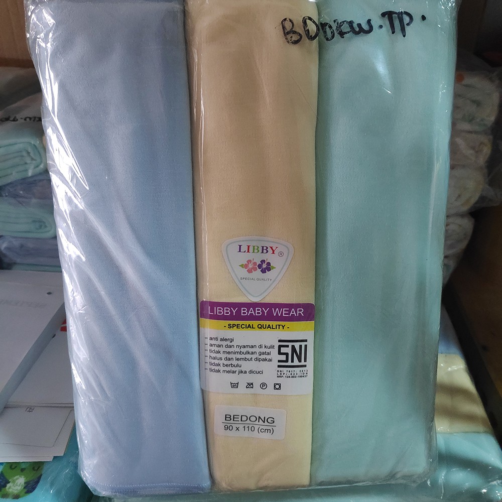 Bedong Libby Polos Warna 3pc SNI 90x110cm Bedong Bayi