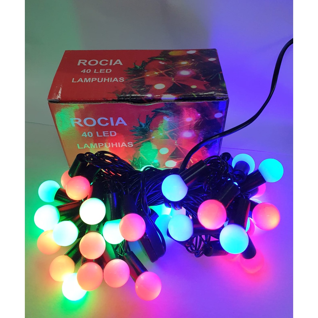 Rocia Lampu Hias Pohon Natal 40 LED Warna Warni / Lampu Hias Multifungsi Bentuk Bola