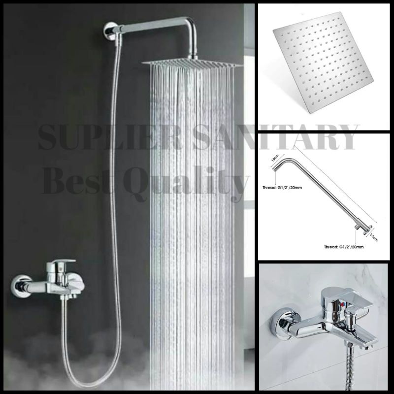 kran panas dingin paket head shower/shower rain/kran shower/wall shower stenlies
