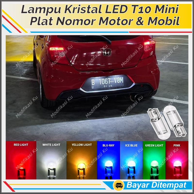LAMPU PLAT NOMOR MOBIL MOTOR LED T10 KRISTAL RESIN KACA AKRILIK 1 MATA COB DIAM NON KEDIP: SPIDOMETE