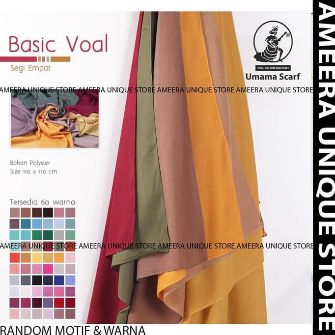 Promo Hijab segi empat BASIC VOAL POLOS Umama Jilbab Hijab Keudung Scarf Segi Empat SegiEmpat -