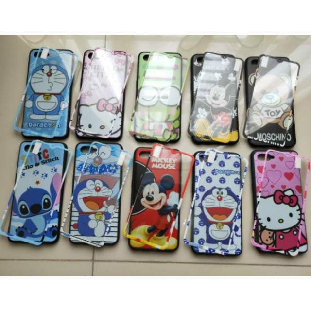 Case + Glass Karakter 360 Full Protection Oppo A 37 F1s A3s A57 Neo 7 A83 Xiaomi Note 3 Note 5Pro