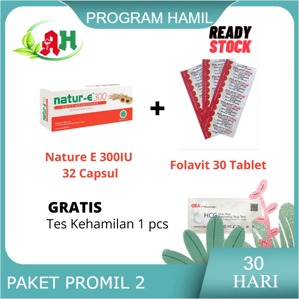 PAKET PROMIL NATUR E 300IU 32 KAPSUL & FOLAVIT 3 STRIP 30 TABLET / PROMIL LENGKAP / VITAMIN HAMIL