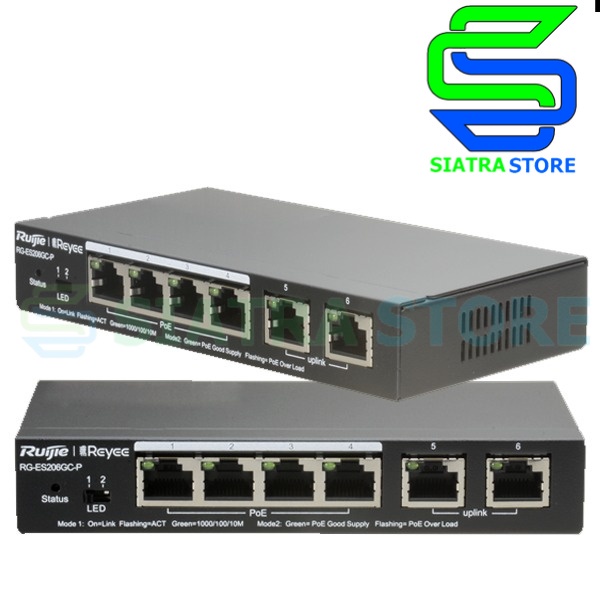 RUIJIE RG-ES206GC-P 6 Port Gigabit Cloud Managed PoE+ Switch