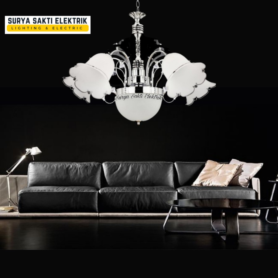 Lampu Gantung Minimalis ruang tamu cabang 5 + 1 modern