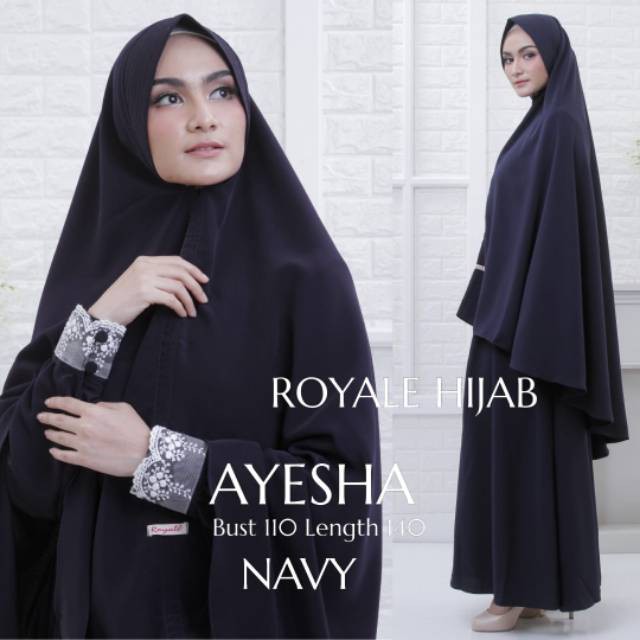 Gamis + Khimar Ayesha Syari Ori Royale Longdress Maxi Material Crepe Twice Premium