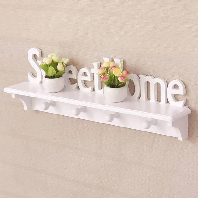 Rak dinding vintage 4 hook gantungan sweethome dekorasi Rak dinding vintage 4 hook gantungan sweethome dekorasi