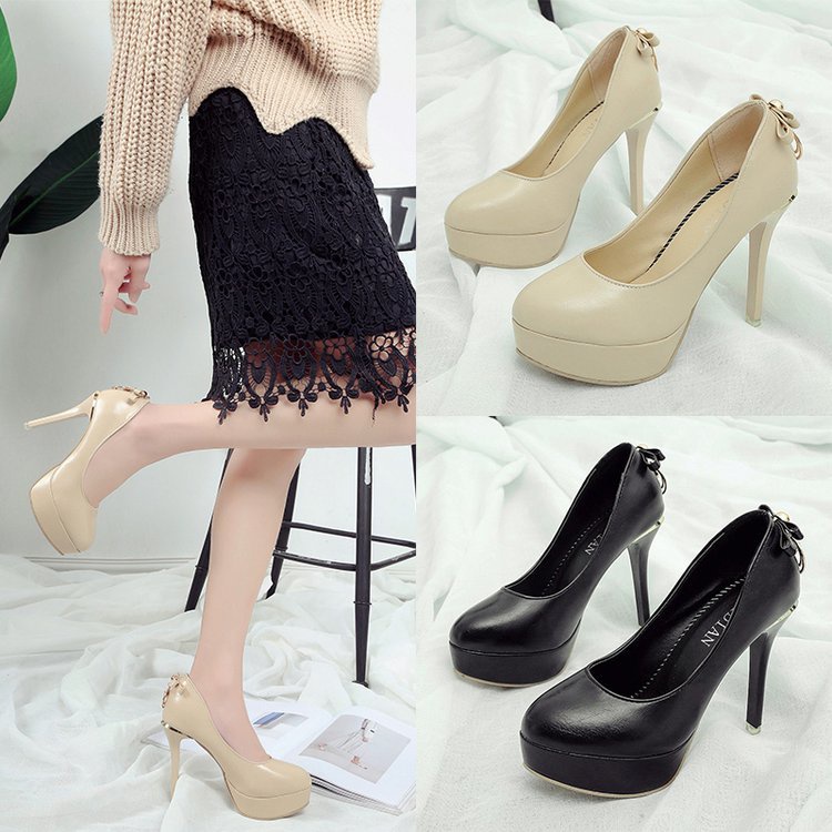 BINE 896 SEPATU HAK TINGGI WANITA 12cm HEELS POLOS IMPORT BASIC PUMP HEELS
