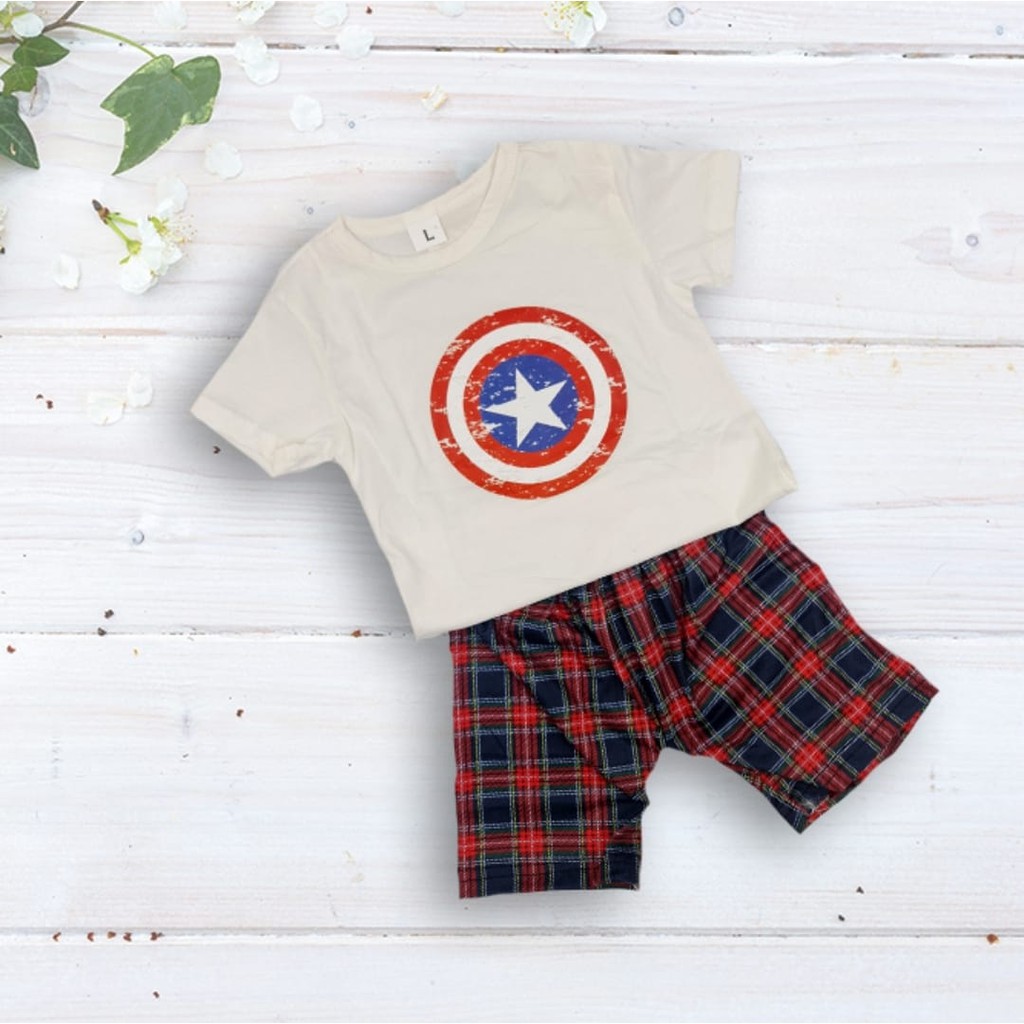 KAOS ANAK BAJU ANAK COWOK CEWEK CASUAL CAPTAIN AMERICA UMUR 1 2 3