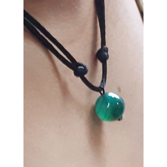 kalung batu akik sulaiman hijau asli batu natural chalsedoniy bulat 14 mm