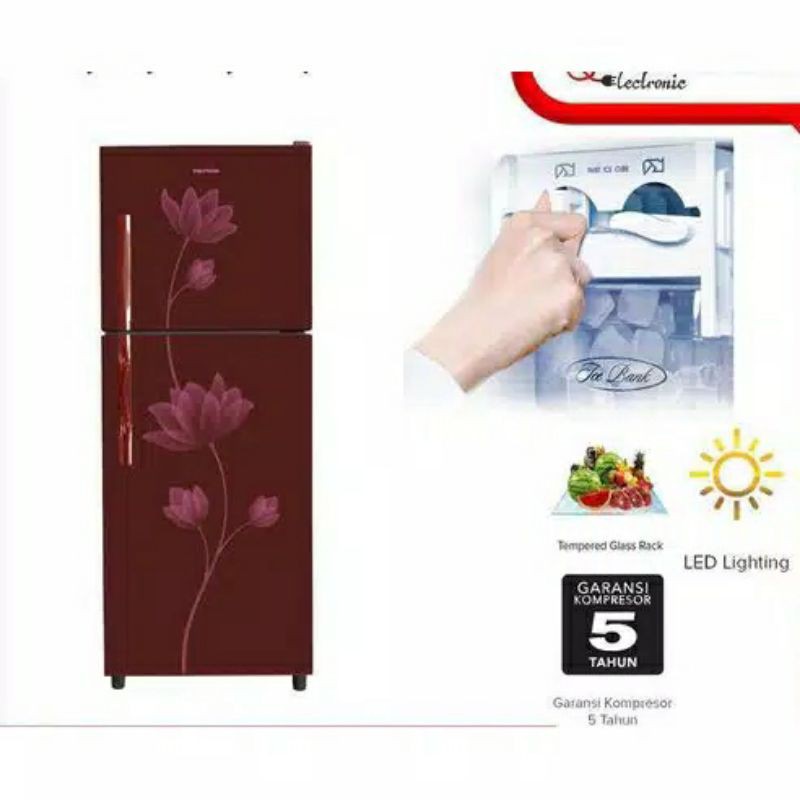 KULKAS 2 PINTU POLYTRON PRB 239 237 / PRW 252T 23DMY NO FROST TANPA BUNGA ES ICE TWIST