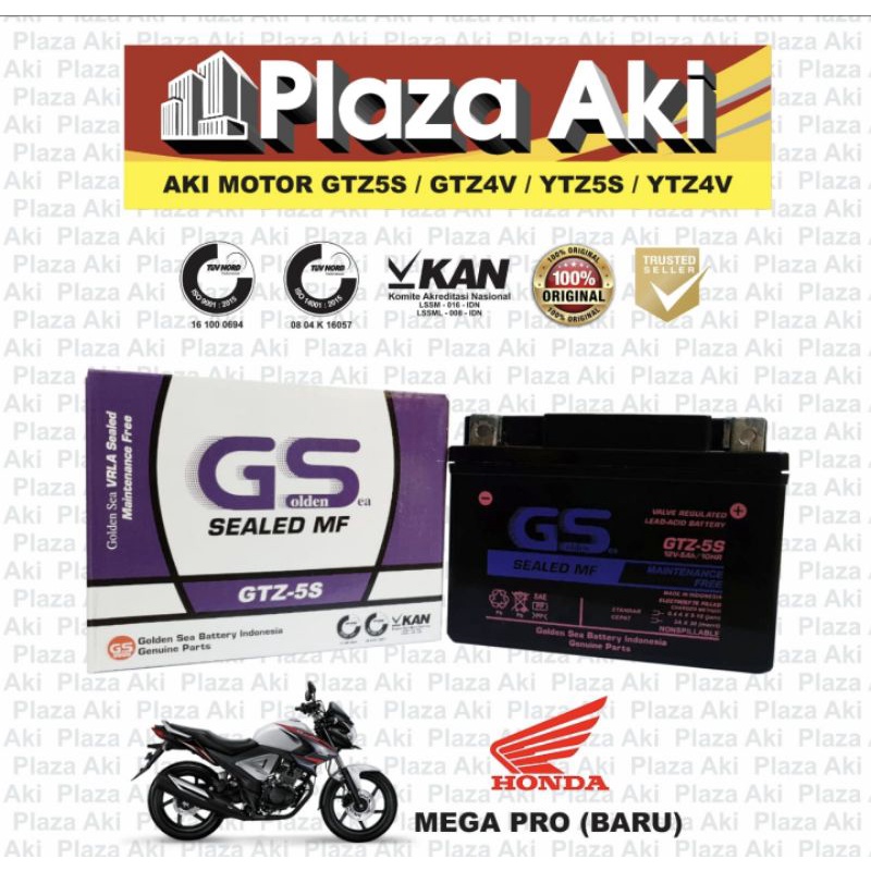 Aki Motor Kering Honda New Mega Pro MegaPro Baru GTZ5 GTZ5S GTZ-5S GTZ 5S Golden Sea Accu Kering MF 