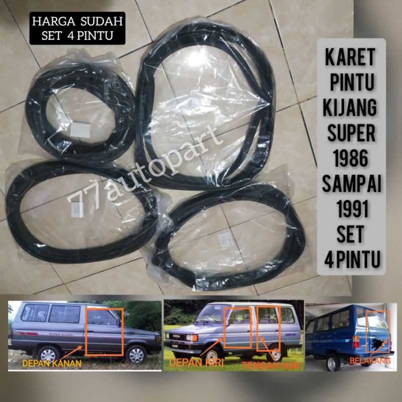 Karet pintu kijang super 1986 sampai 1991 set 4 pintu