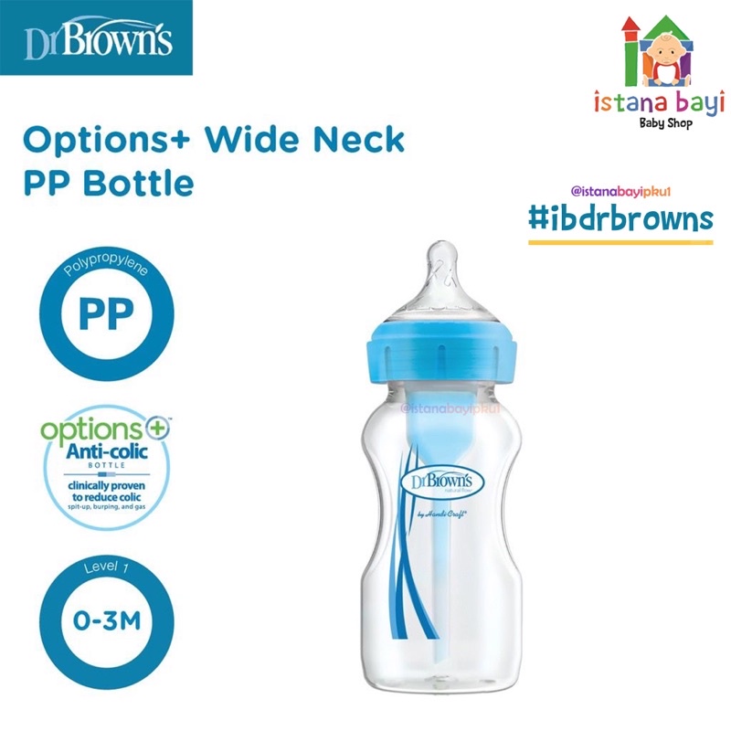 Dr.Brown’s 9oz PP Wide Neck Options+ 270ML - Botol Susu