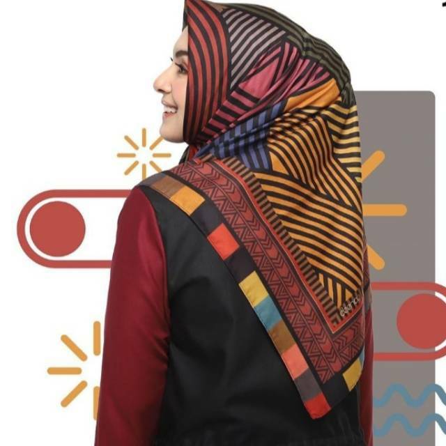 Kerudung Segi Empat Voal Premium Print Deenay Kw Motif Lubna Maroon
