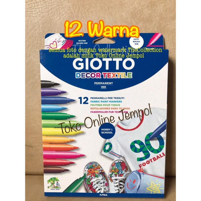 

Jual 12 Warna Spidol Giotto Decor Textile 494900 Permanent Ink Atk0462Gt Terbatas