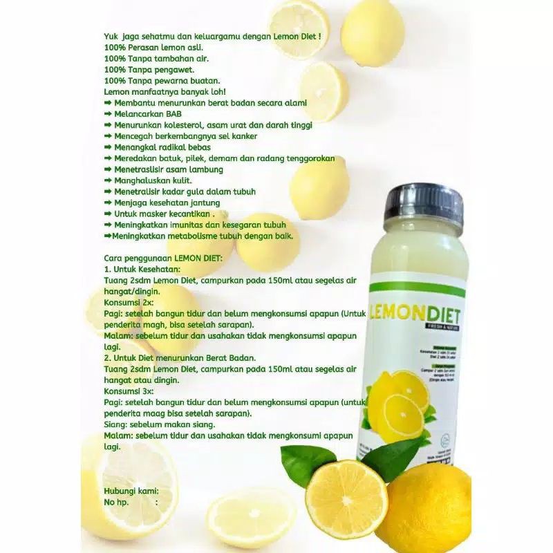 

Lemon diet / LEDI sari lemon 100% asli