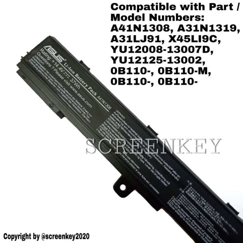 Baterai Batre Original Laptop Asus X451C X451CA X451M X451MA X551MA X551CA D550MA A41N1308 A31N1319