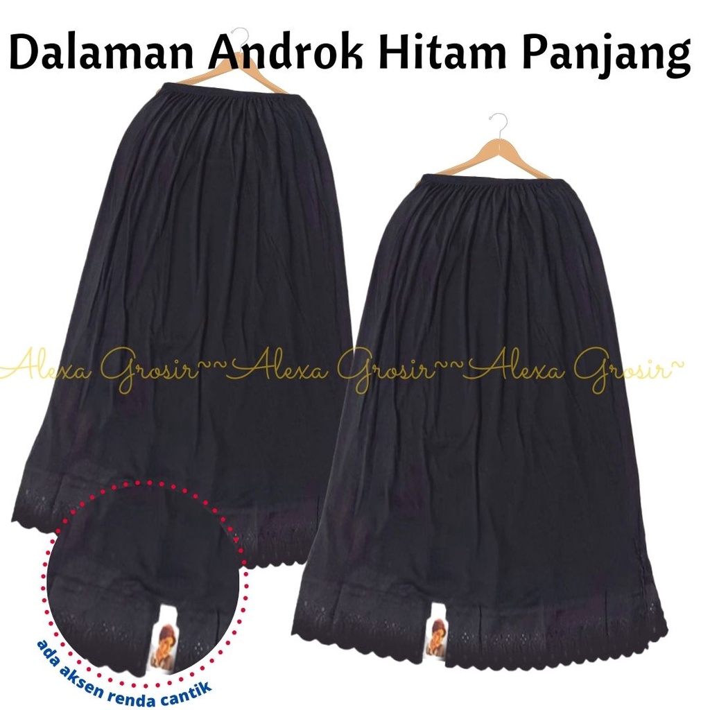 Androk Hitam / Daleman Rok Muslim Panjang / Dalaman Meksi Hitam / Rok Perlengkapan Haji Umroh