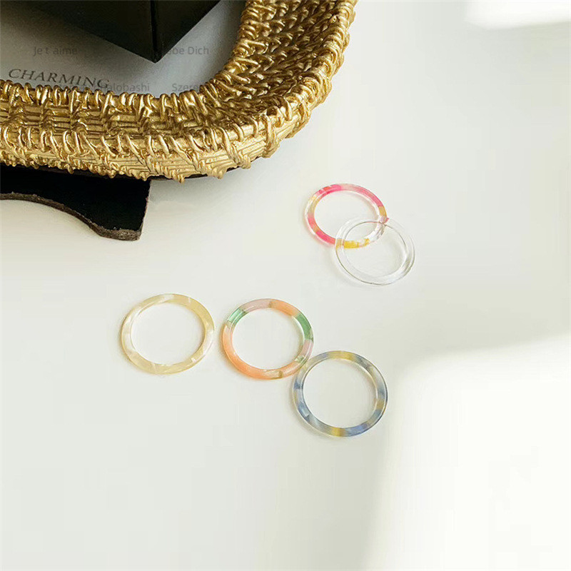 We Flower Trendy Susun Warna-Warni Cincin Akrilik Untuk Wanita Gadis Korea Knuckle Ring Sederhana Fashion Jari Perhiasan Hadiah