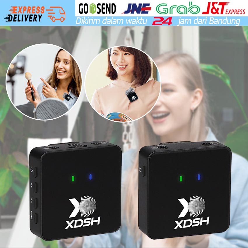 Microphone Mic Clip On Wireless Kamera HP with Lavalier untuk Vlogging Youtuber Live Streaming