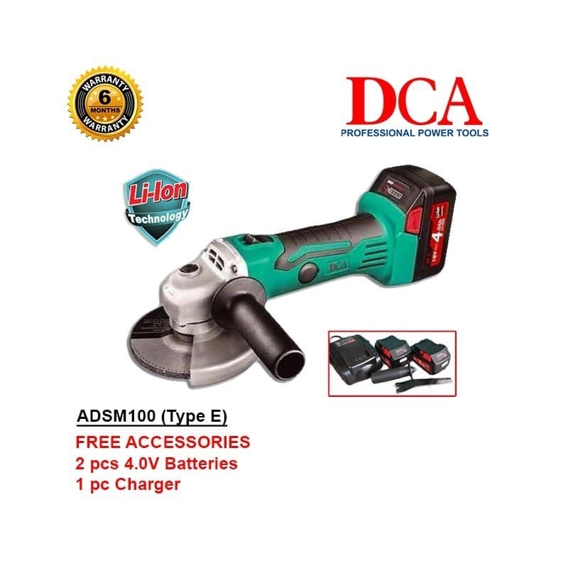DCA 18 Volt Cordless Angle Grinder 4.0 AH - Mesin Gerinda Baterai