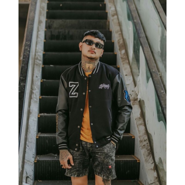 ZADE Jaket Baseball Varsity Hitam Kulit Oscar Jaket Bomber Salvio Hexia