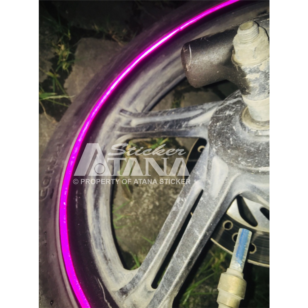 Stiker List Velg Body Sepeda Motor Matic Mobil Magenta Pink Merah Muda Lis Pelek Wrap Pinstriping Tapes Reflective Nyala Skotlet Sticker Pinstripe Strip Aksesoris Roda Dekorasi Striping Scotlet Scotlight