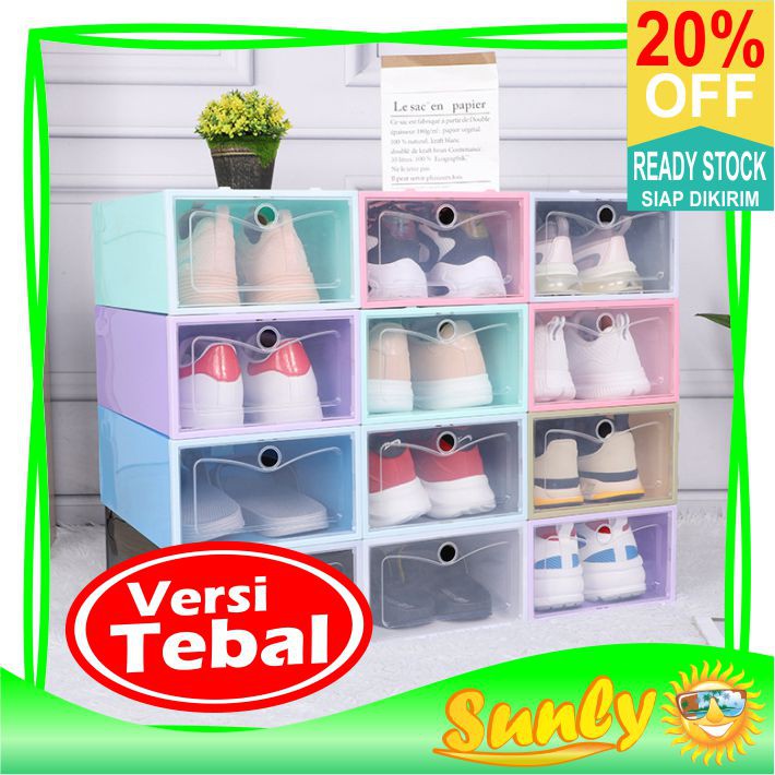 ☀ Sunly ☀ A091 Kotak Sepatu Premium Transparan Tebal Serbaguna Shoes Box Tempat Penyimpanan Rak Sandal