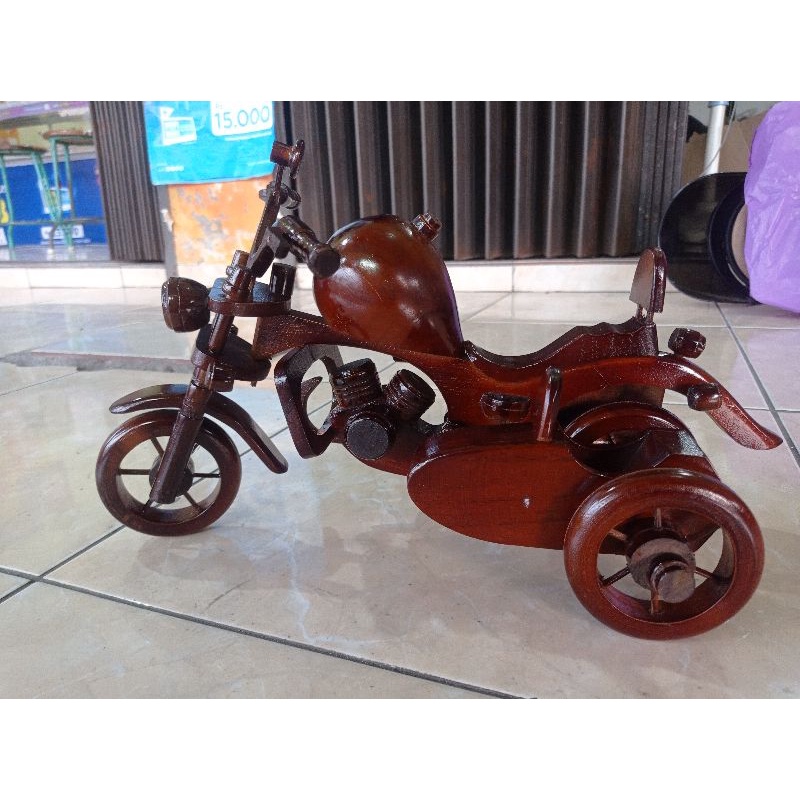 Pajangan Miniatur Diecast Harley Davidson Model Citung Ukuran Jumbo Bahan Kayu