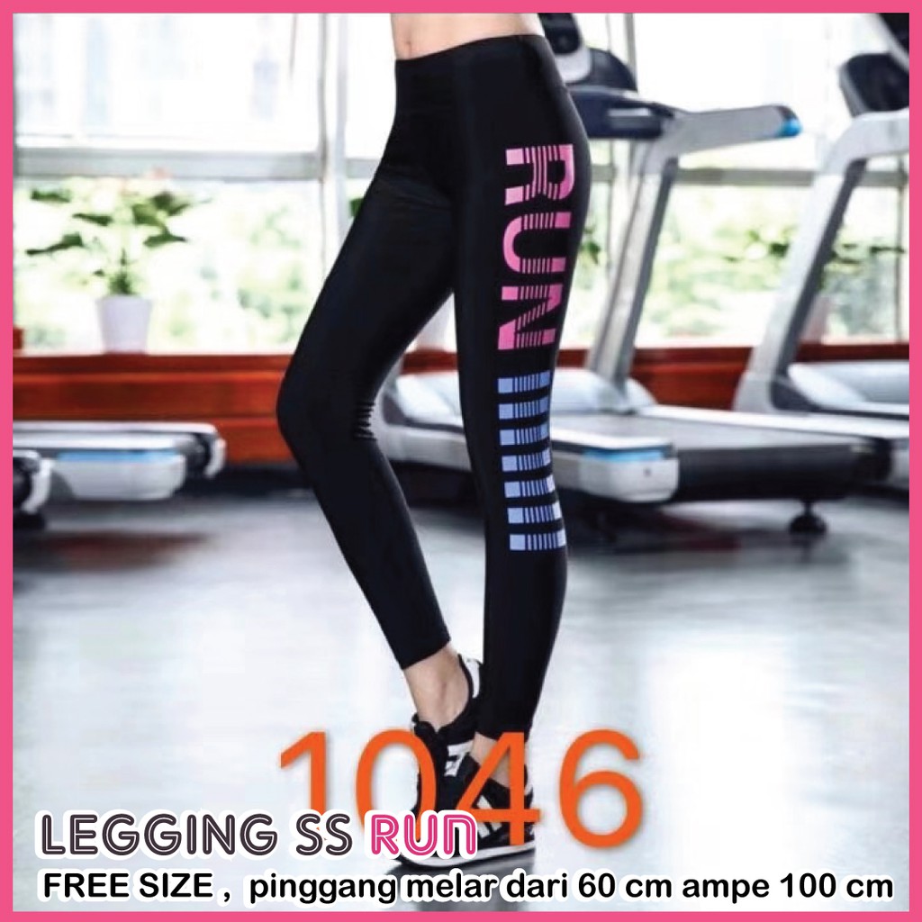 Legging Sablon Samping (SS) GYM RUN / Legging Jumbo Wanita / Legging wanita