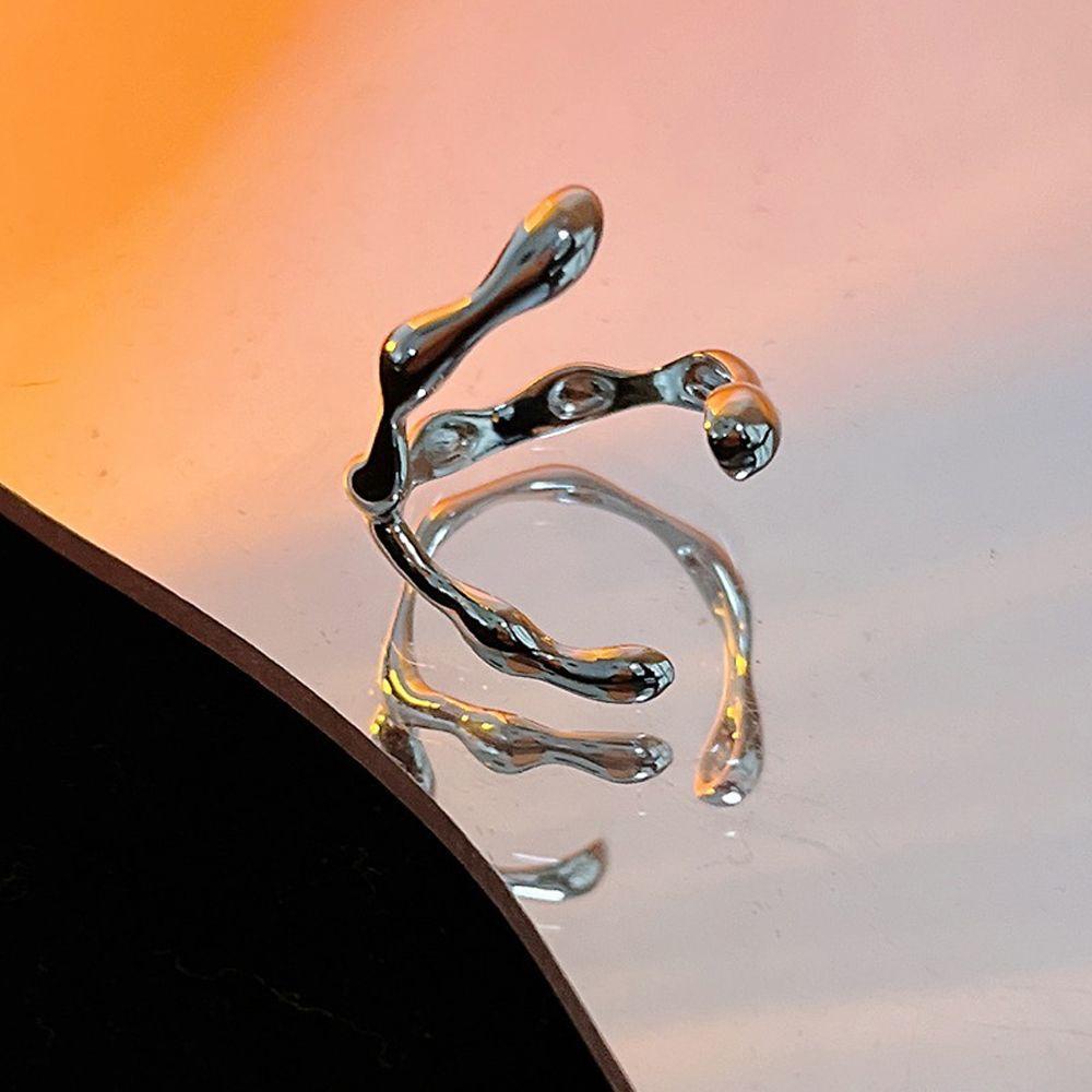 NICKOLAS1 Cincin Wanita Kepribadian Jepang-Korea Geometri Berongga Jari Perhiasan Gadis Vintage Tidak Teratur Terbuka Rings