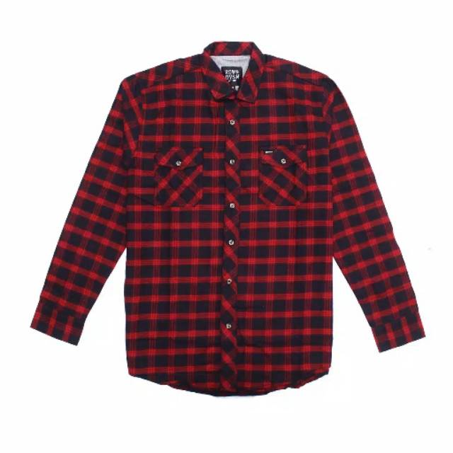 Preloved Flanel Rowndivision Faster Red Black Second Original