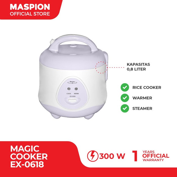 MASPION Magic Cooker 0,8 Liter / Rice Cooker 3in1 0,8 Liter EX 0618 - Garansi Resmi 1 Tahun