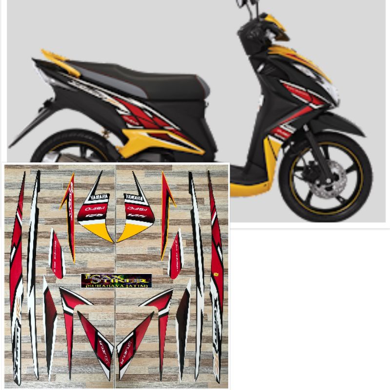 striping original Yamaha Xeon RC kuning hitam tahun 2013 2014
