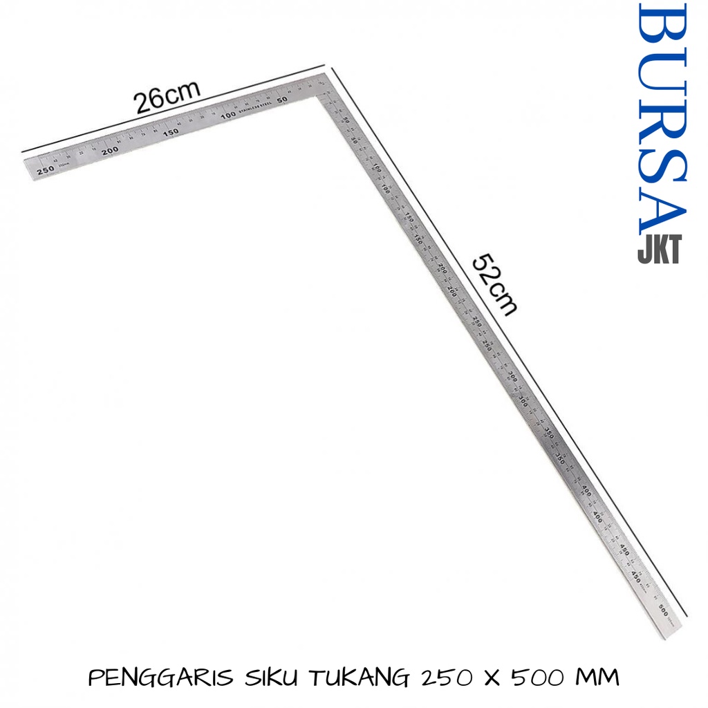 PENGGARIS SIKU L SEGITIGA 90 DERAJAT MULTIFUNGSI ALAT UKUR SUDUT KEMIRINGAN PRESISI STAINLESS