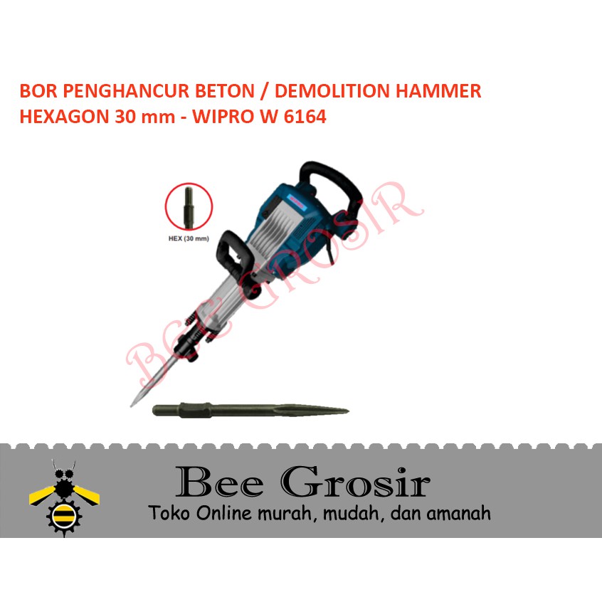 Bor Penghancur Beton Jack Hammer Tipe Hex 30mm Wipro W6164
