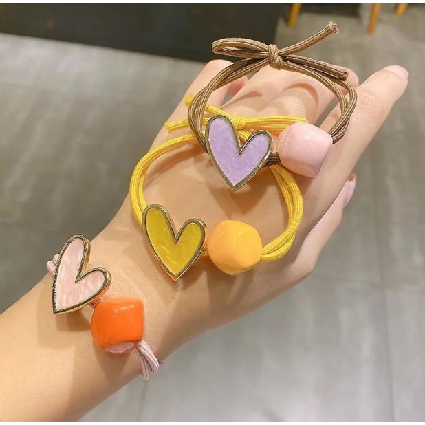 IKAT RAMBUT KOREA WANITA ANAK PEREMPUAN BENTUK LOVE MACARON AKSESORIS RAMBUT IMPORT FASHION KOREA AK73