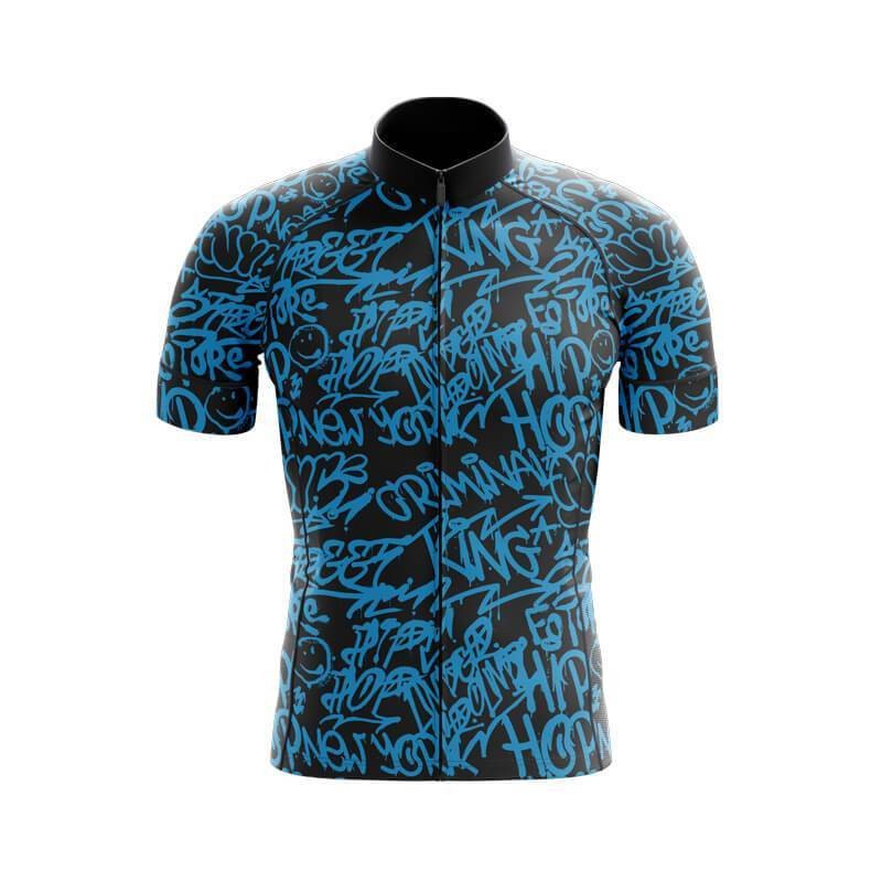 Graffiti Jersey baju Sepeda Roadbike Road Bike Pria - BLACK BLUE