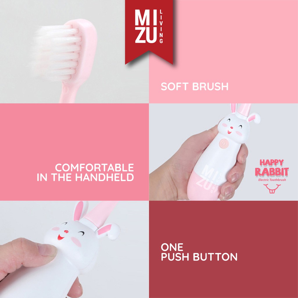 MIZU HAPPY RABBIT GIRAFFE Kids Sonic Vibration Electric Toothbrush Sikat Gigi Elektrik Anak-Anak