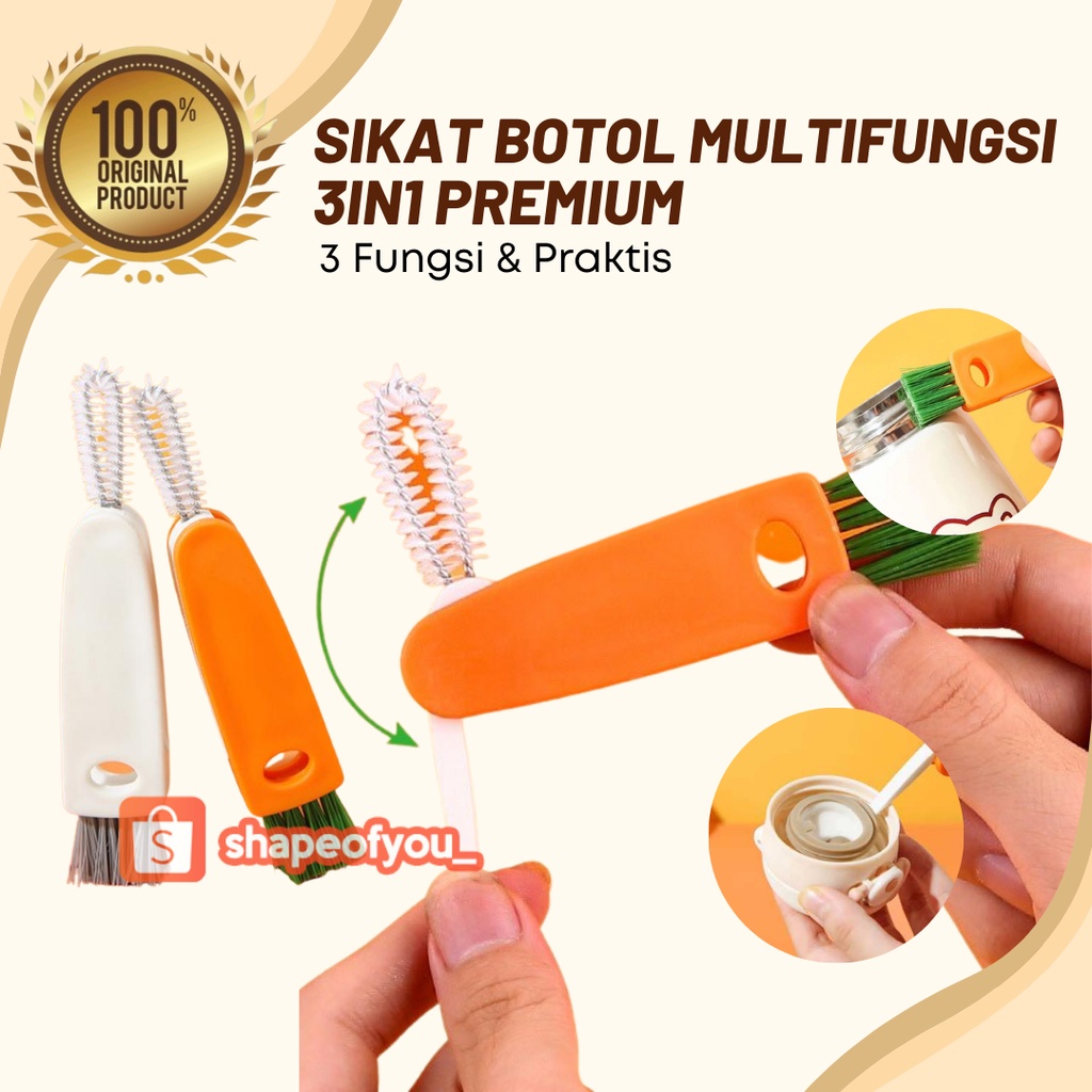 Sikat Pembersih Multifungsi Alat Pembersih Mini Botol Air Kaca Botol Serbaguna Viral Berputar 360