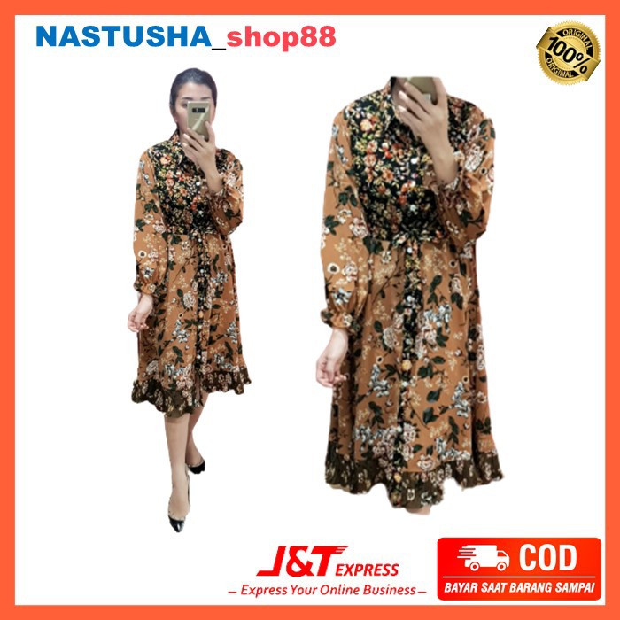 Tunik Plisket motif Bunga YM'DS bahan Premium Import