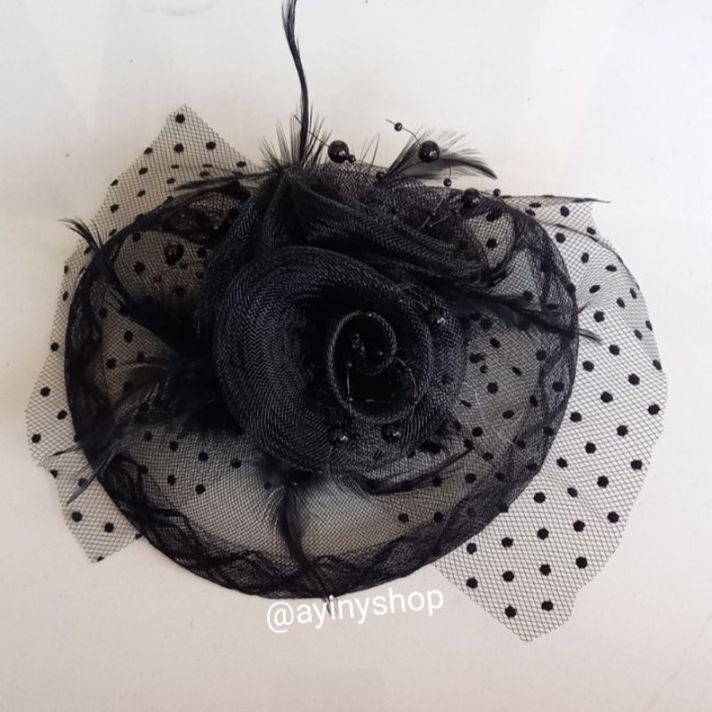 Topi Fascinator-Headpiece Renda Jala Putik