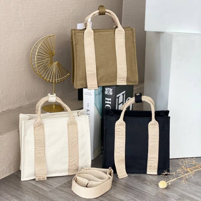 ZRA MINI CANVAS TOTE BAG WITH SLOGAN