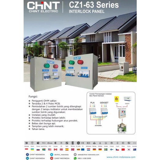 Chint Panel Interlock 2P 63A Switch Pln - Genset Ohm Saklar Cos 1-0-2
